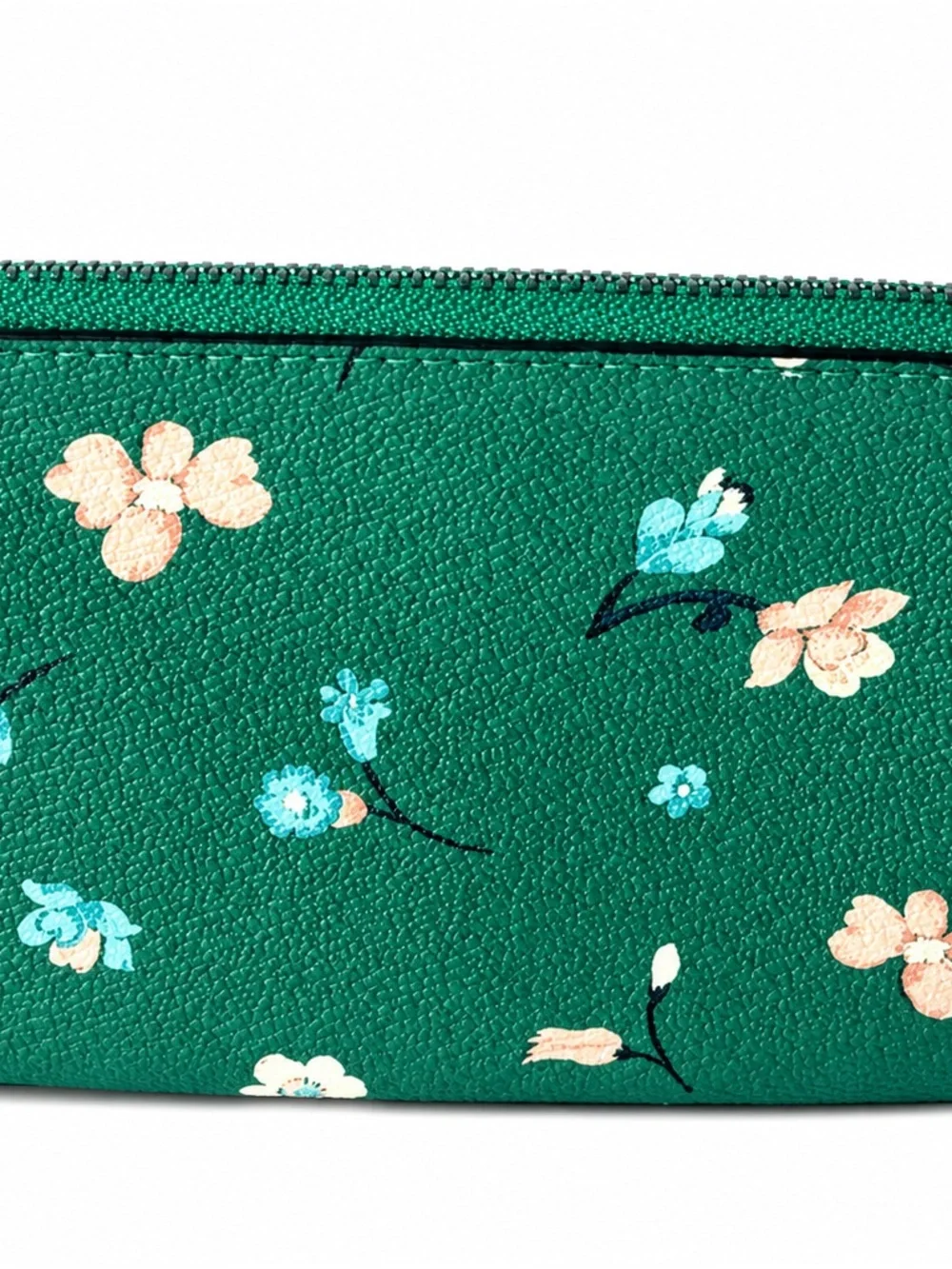 EUC Coach Green Floral Wristlet Clutch